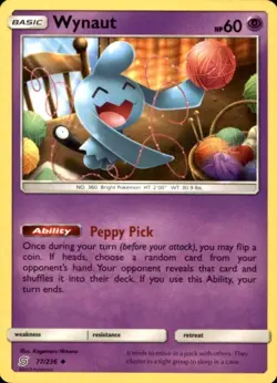 Wynaut 77/236 Uncommon Unified Minds Pokemon Near Mint - Image 1