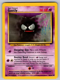 Gastly 50/102 Common Base Set Unlimited Pokemon Lightly Played - Image 1