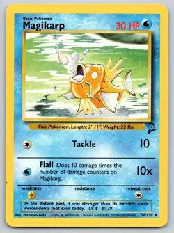 Magikarp 50/130 Uncommon Base Set 2 Pokemon Lightly Played - Image 1
