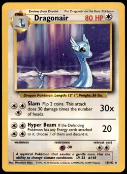 Dragonair 18/102 Rare Base Set Unlimited Pokemon Heavily Played - Image 1