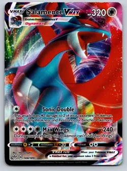 Salamence VMAX Holo Ultra Rare SWSH03: Darkness Ablaze 144/189 LP Pokemon Card - Image 1
