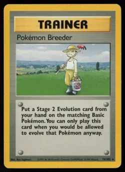 Pokemon Breeder 76/102 Pokemon Base Set Unlimited Rare Heavily Played WOTC - Image 1