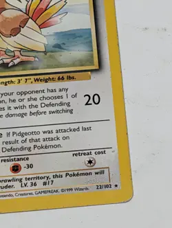 Pokemon TCG Base Set Pidgeotto Card 22/102 Unlimited Regular - Image 2