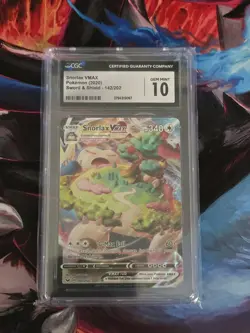 Pokemon CGC 10 Gem Mint Sword & Shield Full Art Snorlax VMAX 142/202 - Image 1