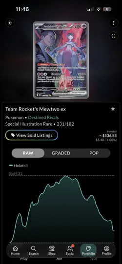 Pokemon Co. Team Rocket's Mewtwo ex 231/182 Sv10 SIR Holo English - Image 2