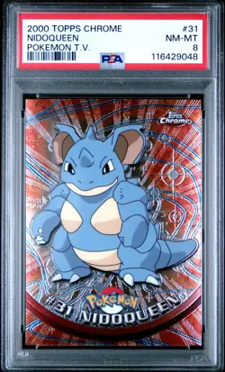 Nidoqueen Pokemon TV 2000 TOPPS Chrome #31 PSA 8 - Image 1