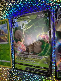 Pokemon Rebel Clash Full Art 018/192 Rillaboom VMAX; Promo SWSH014 Rillaboom V - Image 4