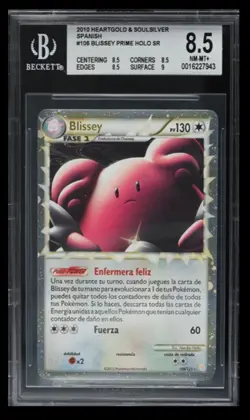 2010 Pokemon HeartGold & SoulSilver Blissey Prime BGS 8.5 Spanish #106 Holo SR - Image 1