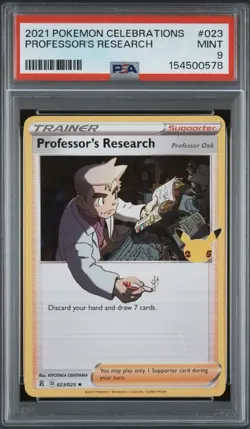 2021 Pokemon Celebrations Professor’s Research #023/025 PSA 9 Mint - Image 1
