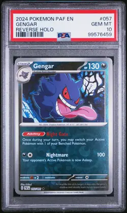 2024 Pokemon Paf EN-Paldean Fates Gengar Reverse Holo PSA 10 #057 - Image 1