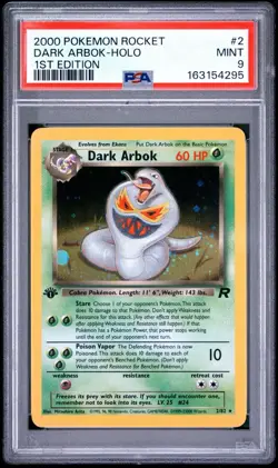2000 Pokemon Team Rocket Dark Arbok Holo 1st Edition 2/82 PSA 9 - Image 1