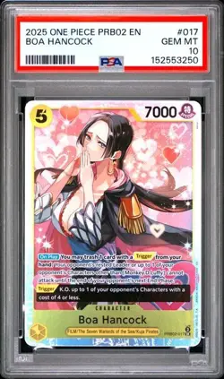 2025 One Piece PRB02 EN Boa Hancock PSA 10 GEM SUPER RARE #017 Extended Art - Image 1