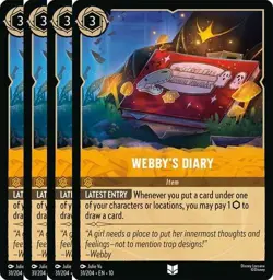 4 x Webby's Diary 31/204 Whispers In the Well Non-Foil Disney Lorcana - Image 1