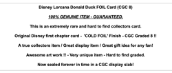 Disney Lorcana Donald Duck FOIL Holo CGC Graded Card Rare The First Chapter Gift - Image 2