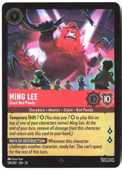 Disney Lorcana TCG Ming Lee - Giant Red Panda 129/207 Super Rare Foil Attack Of - Image 1