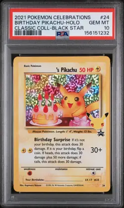 2021 POKEMON CELEBRATIONS CLASSIC COLLECTION #24 BIRTHDAY PIKACHU-HOLO PSA 10 - Image 1