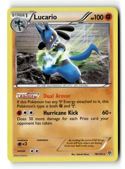 Pokemon Card Lucario (78) LP Plasma Storm Holo Rare 78/135 - Image 1