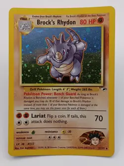 Brocks Rhydon 2/132 Gym Heroes Rare Holo Pokemon Card 2000 Vintage WOTC LP - Image 1