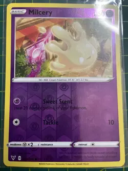 Pokemon Vivid Voltage Milcery Reverse Holo Foil Card 080/185 TCG - Image 1