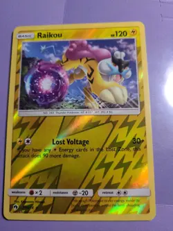 Pokemon TCG Raikou Sun & Moon - Lost Thunder 79/214 Reverse Holo Rare NM - Image 1