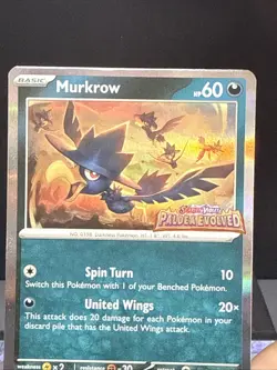 Pokemon Card Murkrow 021 Paldea Evolved Prerelease Holo Promo Light Play - Image 3