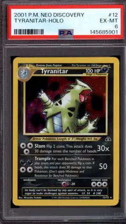 2001 POKEMON NEO DISCOVERY #12 TYRANITAR HOLO PSA 6 - Image 1
