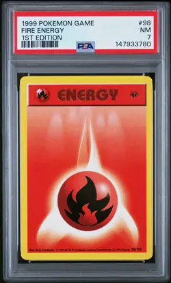 1999 POKEMON BASE SET 1ST EDITION #98 FIRE ENERGY PSA 7 - Image 1