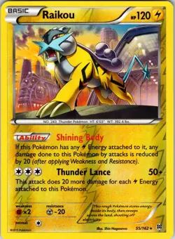Raikou 55/162 XY - BREAKthrough Pokemon TCG LP Reverse Holo - Image 1
