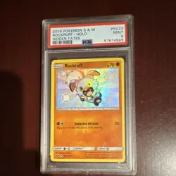 Pokemon Rockruff Hidden Fates Shiny Vault Holo Rare SV23/SV94 2019 PSA 9 - Image 1