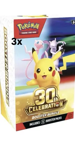 3x Pokemon 30th Anniversary Booster Bundles PRESALE (6 Packs Sealed New) - Image 1