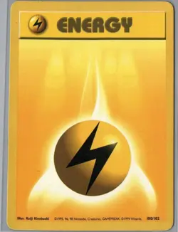 Lightning Energy 100/102 Common Base Set Unlimited Pokemon Lightly Played - Image 1