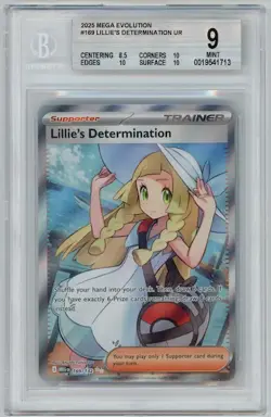 LILLIE'S DETERMINATION 2025 Pokemon Mega Evolution #169 Full Art BGS 9 MINT - Image 1