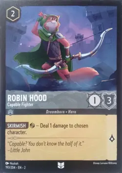 193/204 ROBIN HOOD CAPABLE FIGHTER FLOODBORN UNCOMMON DISNEY LORCANA CARD - Image 1