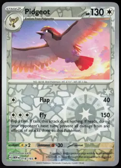 Pidgeot 018/165 Uncommon 151 Pokemon Card Reverse Holo Near Mint - Image 1