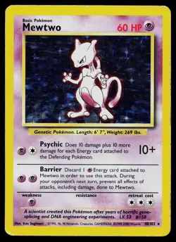 Pokemon Card Base Set Unlimited Mewtwo 10/102 Holo Rare UK 4th Print 1999-2000 - Image 1