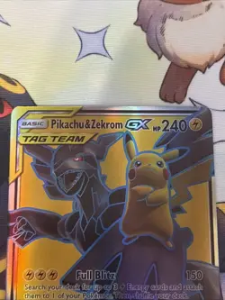 "Pikachu & Zekrom-GX" Pokemon card Full Art Holo Rare, card number 162/181 - Image 2