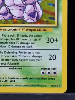 Pokemon Nidoking 11/102 Base Set Holo Card Excellent LP /Nm Condition Card - Image 4