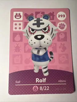 293 Rolf Amiibo Card 293 Series 3 Animal Crossing Nintendo Switch NA Region - Image 1
