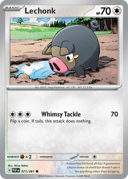 LECHONK 071/091 COMMON PALDEAN FATES REVERSE HOLO NM/M POKEMON - Image 3