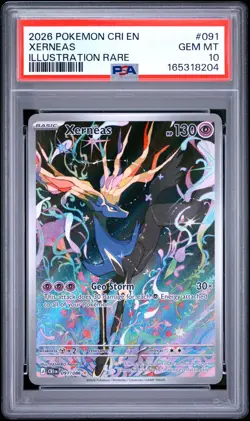 2026 POKEMON CRI EN-CHAOS RISING ILLUSTRATION RARE #091 XERNEAS PSA 10 - Image 1