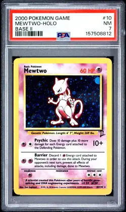 2000 POKEMON GAME BASE II #10 MEWTWO-HOLO PSA 7 - Image 1