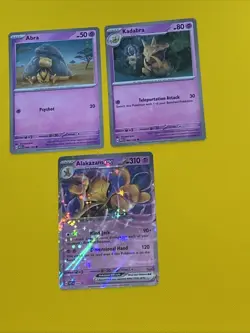 Pokemon TCG 151 Abra, Kadabra, Alakazam EX Cosmic Holo Promo Bundle - Image 1