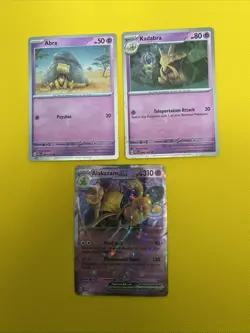 Pokemon TCG 151 Abra, Kadabra, Alakazam EX Cosmic Holo Promo Bundle - Image 2