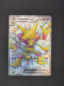 Pokemon TCG Alakazam ex 215/091 SV: Paldean Fates Full Art Holo 310HP EN - Image 1