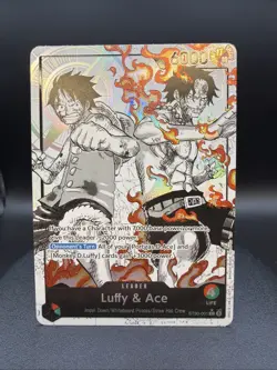 One Piece ST30-001 Alt Art Leader Luffy & Ace Trading Card - Image 1