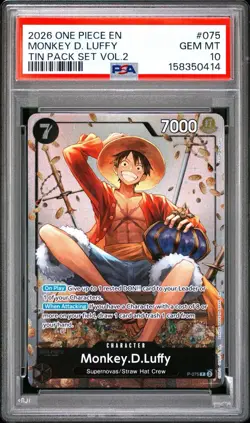 2026 One Piece EN Monkey.D.Luffy Tin Pack Set Vol. 2 P-075 PSA 10 Gem Mint - Image 1