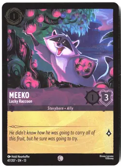 Disney Lorcana TCG Meeko - Lucky Raccoon 47/207 Common Foil Attack Of The Vine - Image 1