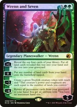 MTG Innistrad: Midnight Hunt Wrenn And Seven & Emblem x1 Foil Mythic NM/M - Image 1