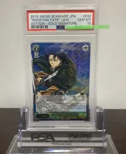 PSA 10 Weiss Schwarz Attack on Titan Levi SP Signed Japanese Resisting Fate 2015 - Image 1