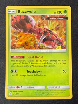 BUZZWOLE 21/236 CEC COSMIC ECLIPSE POKEMON CARD TCG NM 2019 HOLO - Image 2
